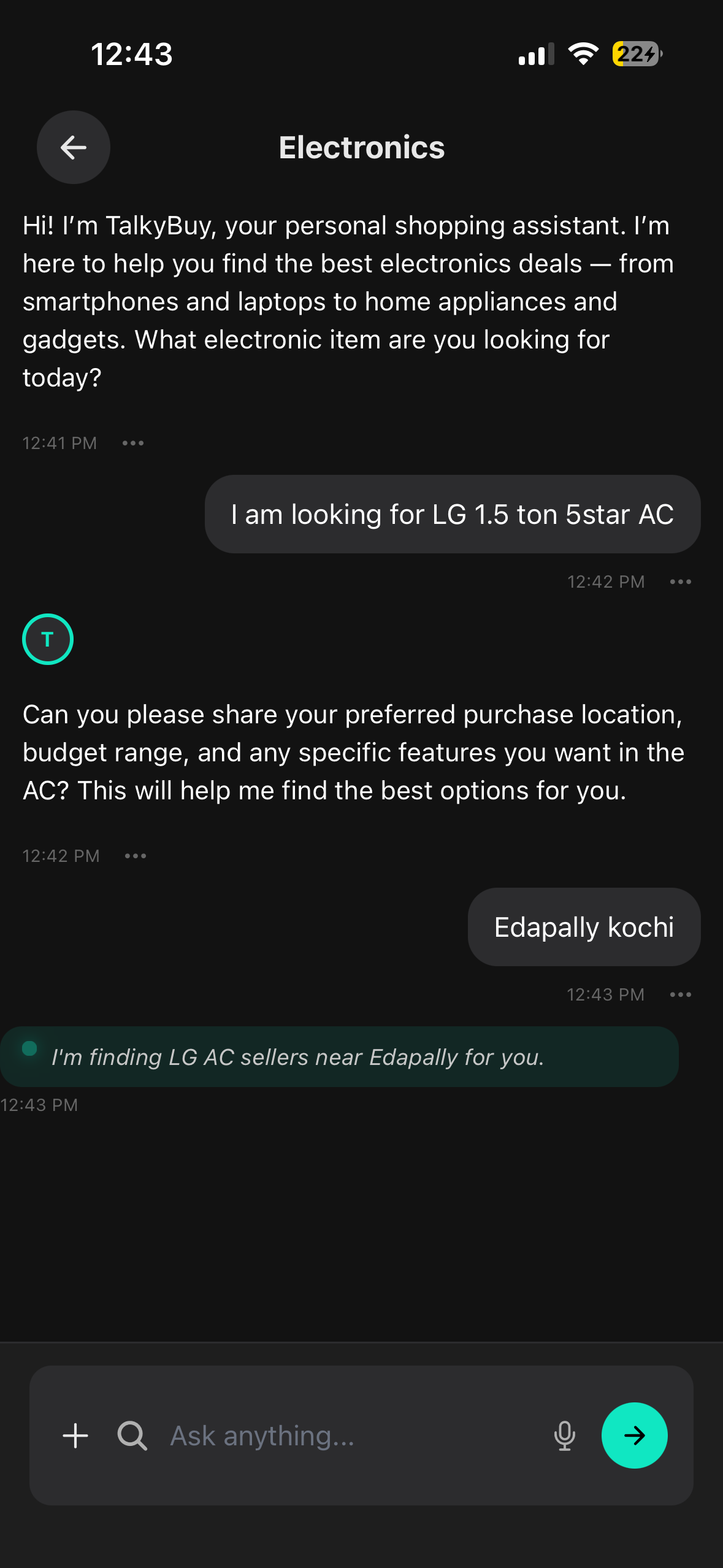 conversation with TalkyBuy
