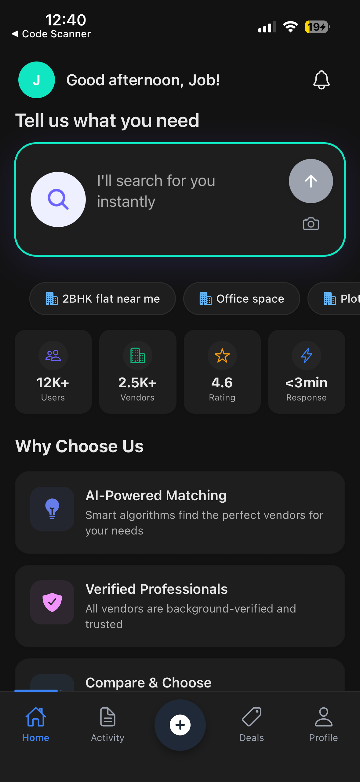 TalkyBuy home screen